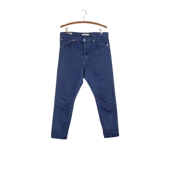 Levis Premium Wedgie Icon Ankle Dark Speckled Button Fly Jeans Womens Size 31 - Picture 1 of 13